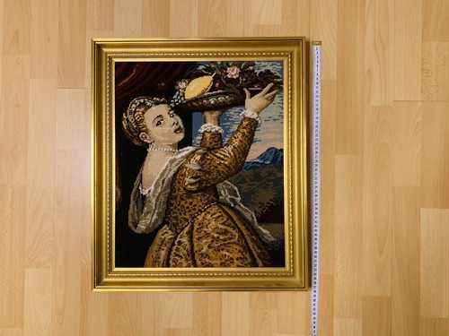 Gobelin stickbild frau mit - gobelin-stickbild,