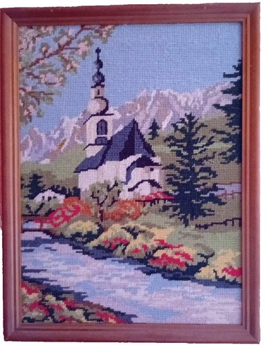 Stickbild kirche landschaft - stickbild,