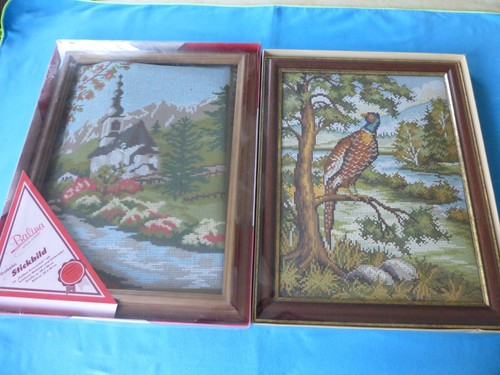 Zwei gobelin stickbilder mit - stickbilder,