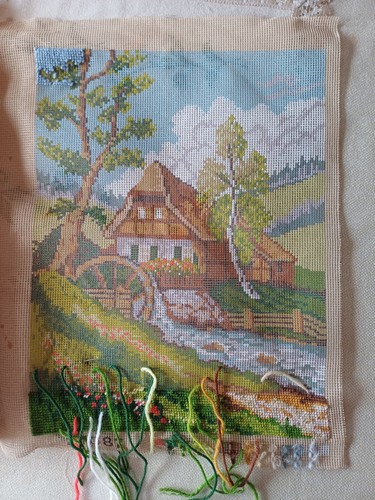 Angefangenes gobelinstickbild - angefangenes,