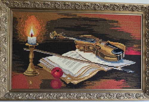 Gobelin stickbild violine mit - stickbild,